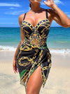 ZASUWA Female Sexy Natural Texture 3 Pieces Contrast Color One Piece