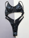 ZASUWA Female Snake Print Faux Leather Backless One Piece