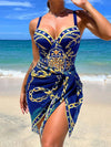 ZASUWA Female Sexy Natural Texture 3 Pieces Contrast Color One Piece