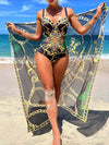ZASUWA Female Sexy Natural Texture 3 Pieces Contrast Color One Piece