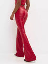 ZASUWA Female Sexy Faux Leather Flare Leggings