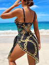 ZASUWA Female Sexy Natural Texture 3 Pieces Contrast Color One Piece