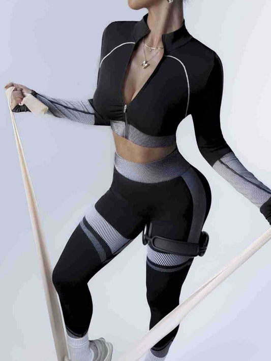 ZASUWA Female Quick-Dry Ribbed Zipper Hip-lift Tracksuit