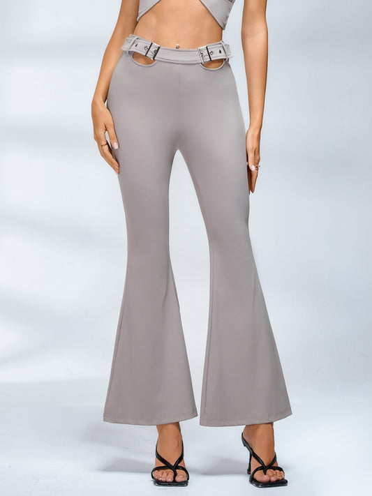 ZASUWA Female Button Cutout Cargo Style Flare Design Leggings