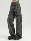 ZASUWA Female Pocket Casual Cargo Camouflage Print Pants