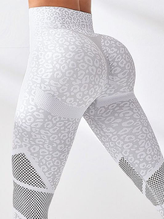 ZASUWA Female Fishnet Splicing Leopard Print Push Up Design Leggings