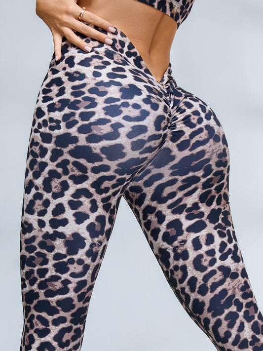 ❤ZASUWA Female Leopard Print Deep V Back Leggings