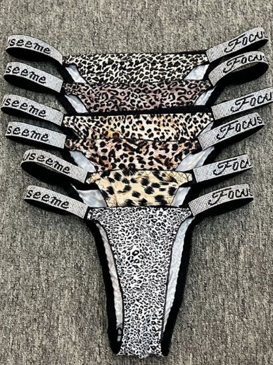 Sexy Crystal Leopard Print Panties