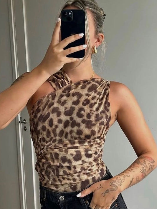 ZASUWA Female Sexy Leopard Print Bodysuit