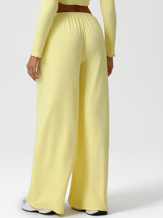 ZASUWA Female Drawstring Pocket Solid Color Casual Pants