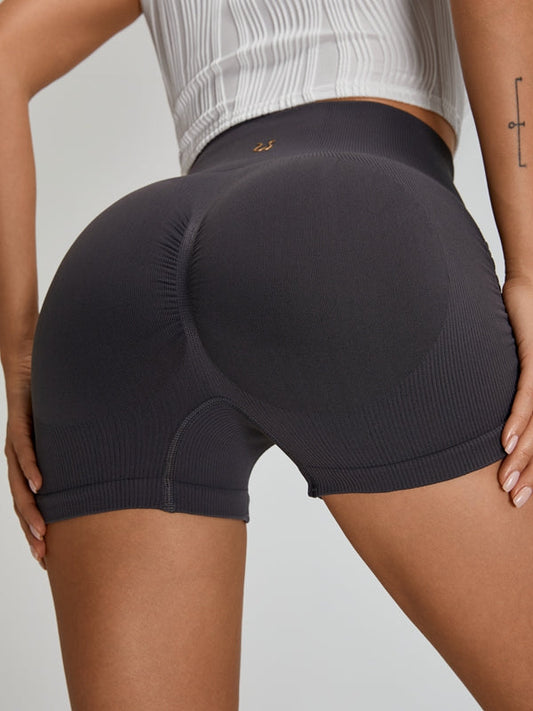 ZASUWA Female Ribbed Scrunch Bum Quick-drying Spandex Gym Booty Shorts
