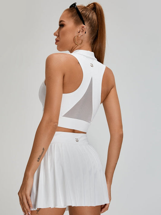 ZASUWA Female Pleated 2 In 1 Mesh Tennis Skirts Suits