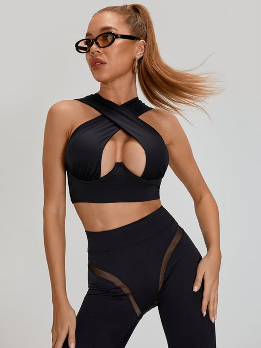 ❤ZASUWA Female Super Sexy Unique Mesh Hip-lift Cross Tracksuit