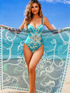 ZASUWA Female Sexy Natural Texture 3 Pieces Contrast Color One Piece