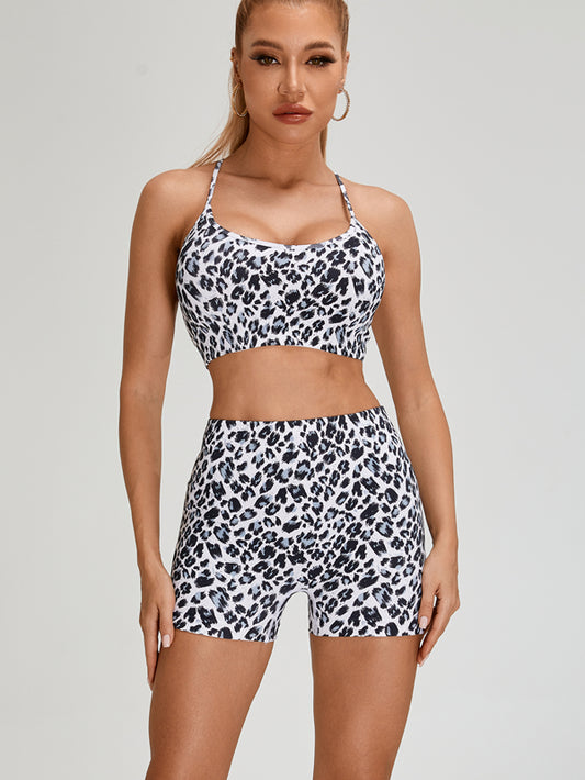 ZASUWA Female Leopard Print Cross Back Tracksuit