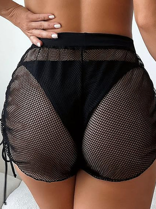 ZASUWA Female Sexy Sheer Fishnet Spandex Gym Booty Shorts