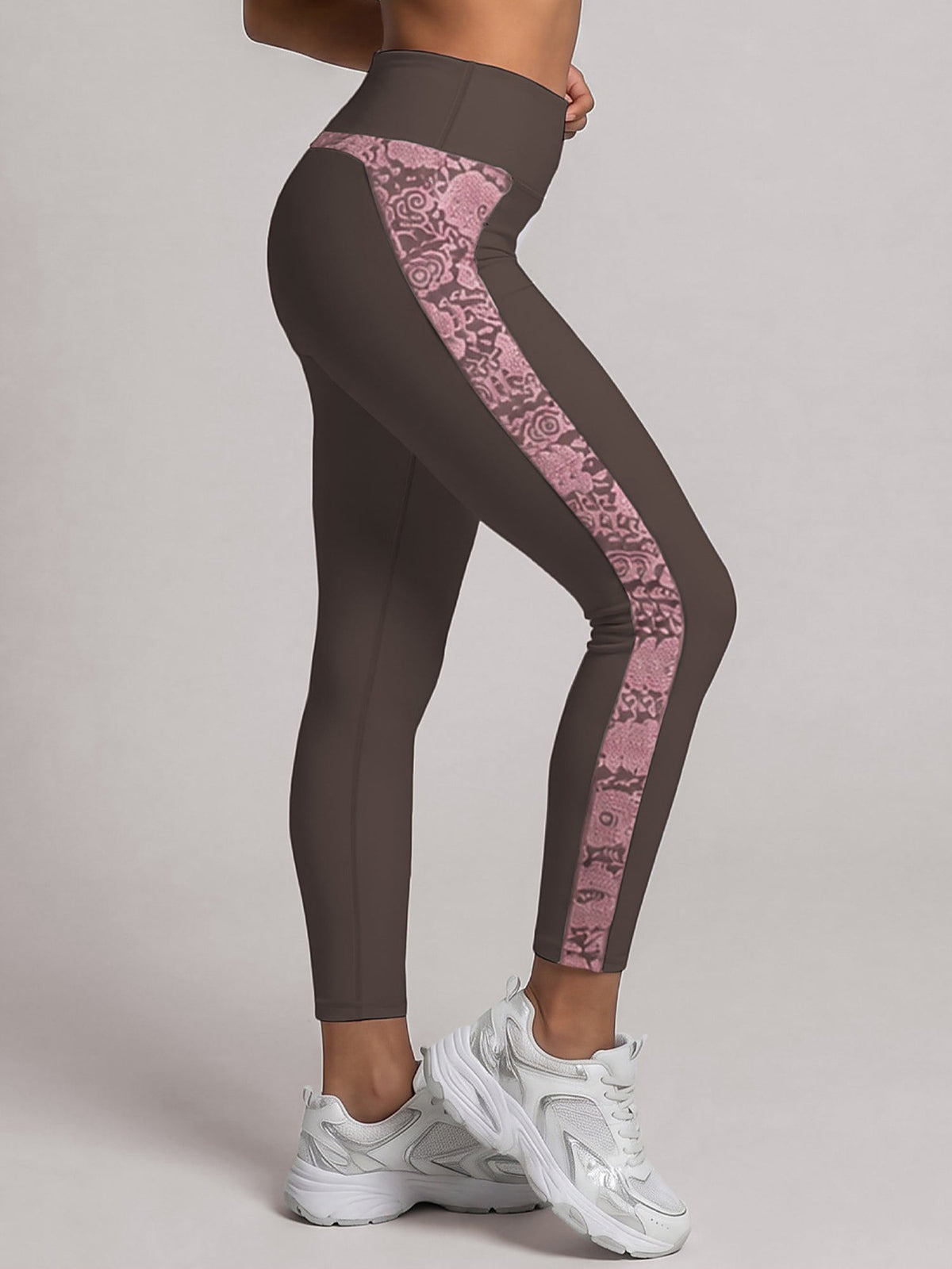 High-Waist Lace-Panel Sculpting Leggings