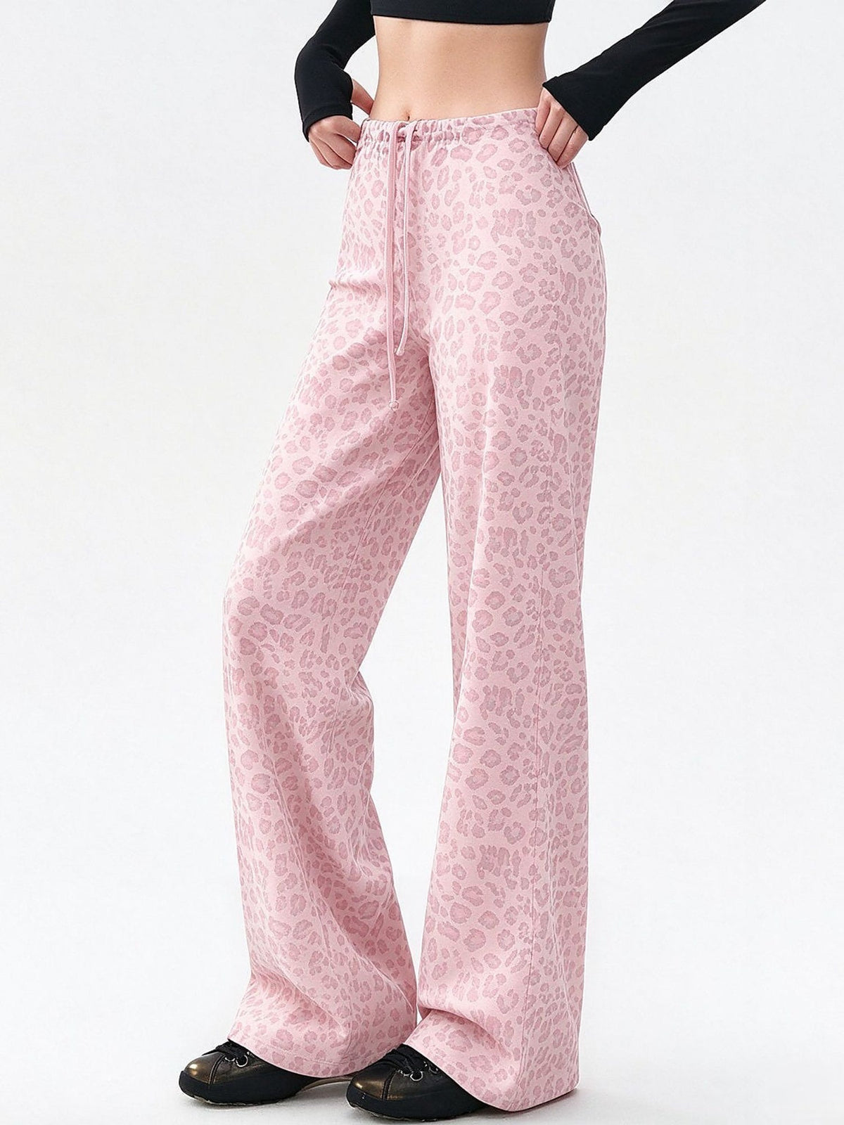 Leopard Print High-Waist Wide-Leg Pants