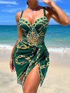ZASUWA Female Sexy Natural Texture 3 Pieces Contrast Color One Piece