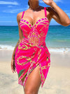 ZASUWA Female Sexy Natural Texture 3 Pieces Contrast Color One Piece