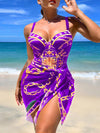 ZASUWA Female Sexy Natural Texture 3 Pieces Contrast Color One Piece
