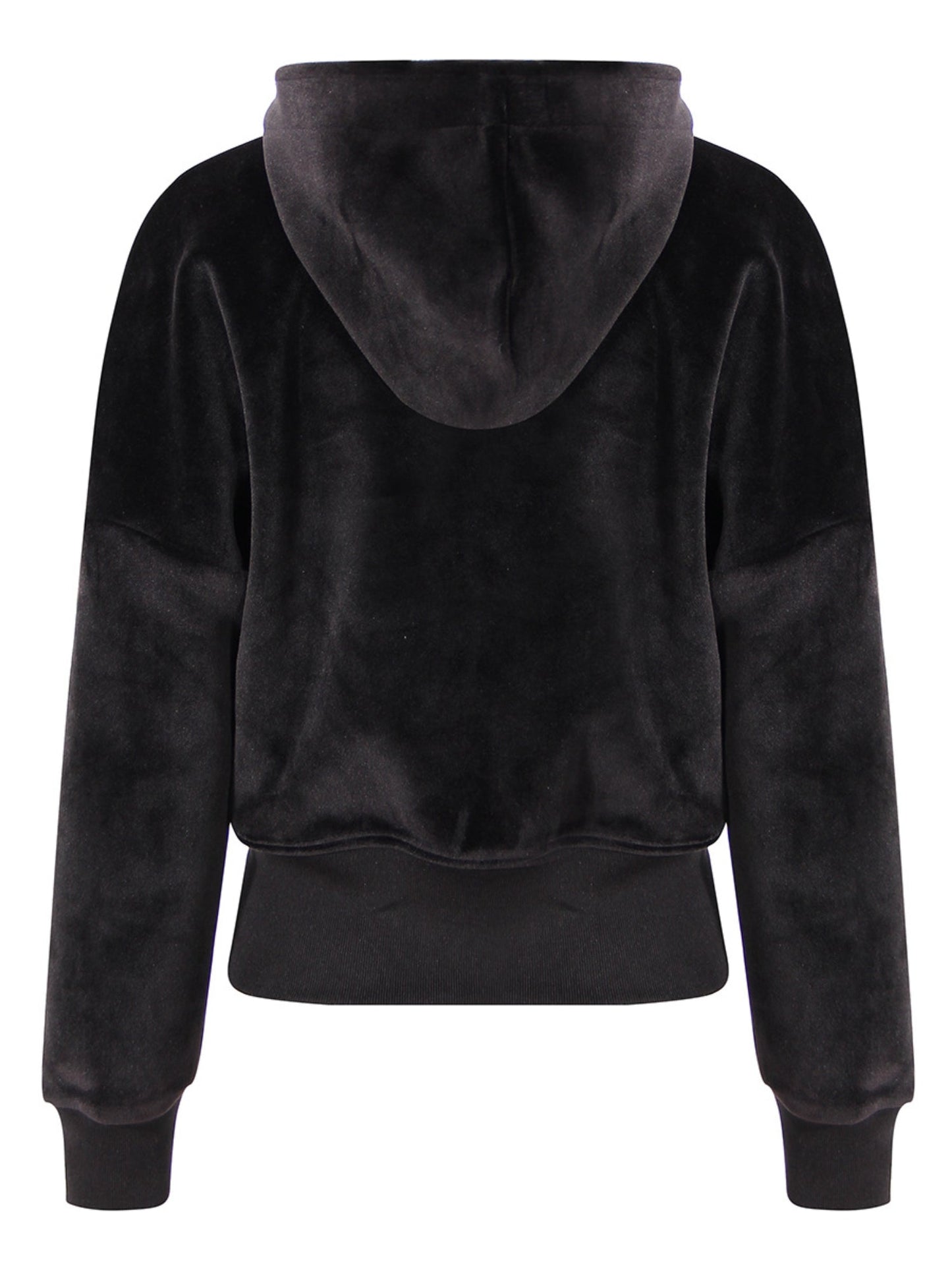 Velvet Multi-Zipper Waist Cinched Cropped Hooded Jacket