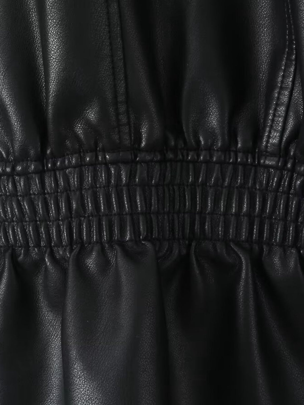 Women's Faux Leather Lantern Sleeve Cropped Jacket with Statement Collar