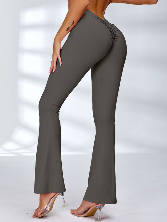 ZASUWA Female Deep V Back Scrunch Bum Flare Leggings