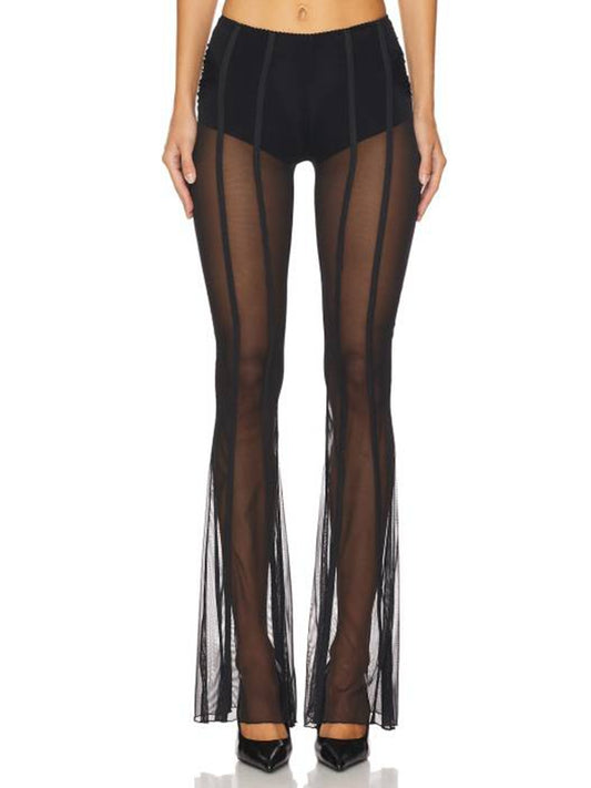 🖤ZASUWA Female Sheer Mesh Flare Leggings
