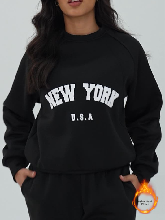 ZASUWA Feamle Letters Print Fleece Hoodie
