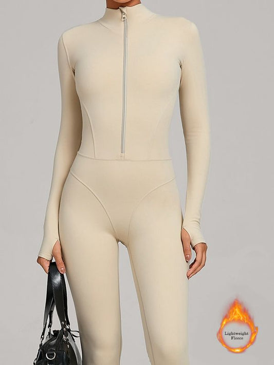 ZASUWA Female Sexy Zipper Fleece Jumpsuit