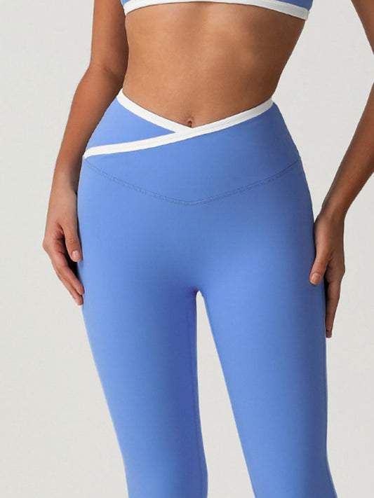 ZASUWA Female Sexy Contrast Color Stripe V-shape Waist Leggings