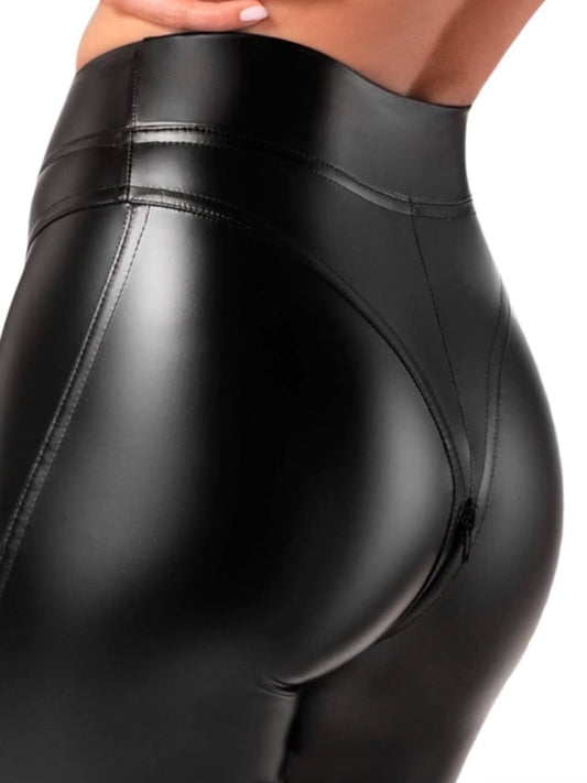 ❤ZASUWA Female Sexy Faux Leather Zipper Leggings