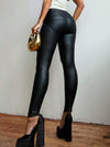 ❤ZASUWA Female Sexy Faux Leather Leopard Print Pocket Zipper Leggings
