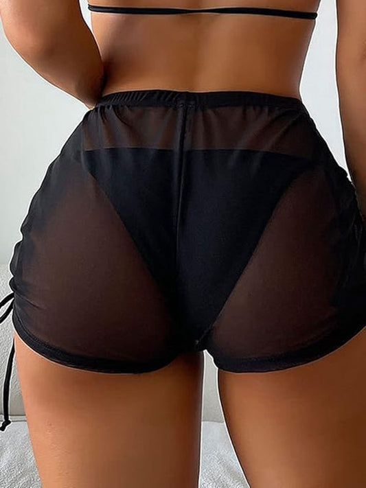 Sexy Sheer Mesh Drawstring Quick-dry Shorts