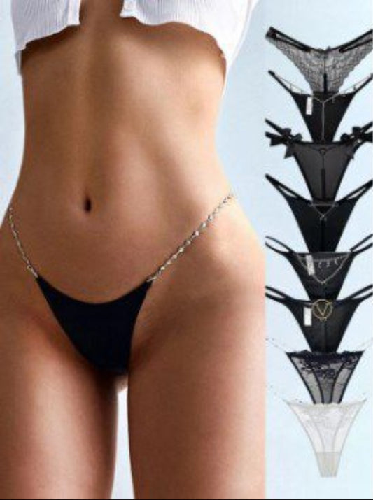 ZASUWA Female Heart Metal Waist Chain Solid Color T-back Thong