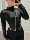 ZASUWA Female Zipper  Faux Leather Jackets