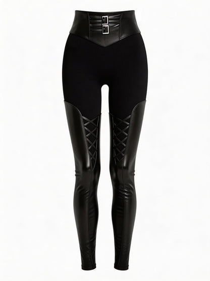 Crisscross-Leg PU Butt-Lifting Skinny Pants