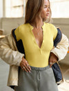 ZASUWA Female Lapel Button Long Sleeves Bodysuit