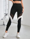 ZASUWA Female Mesh Contrast Color Stripes Leggings