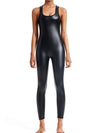 ZASUWA Female Faux Leather U Collar Jumpsuits