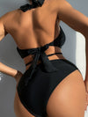 ZASUWA Female Deep V Collar Mesh Cross One Piece