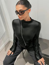 ZASUWA Female Zipper  Faux Leather Jackets