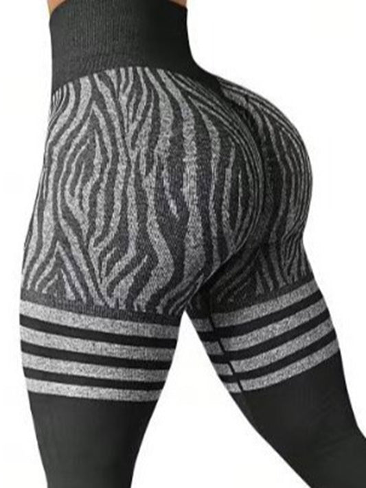 ZASUWA Female Zebra Print Stripes Scrunch Bum Legging