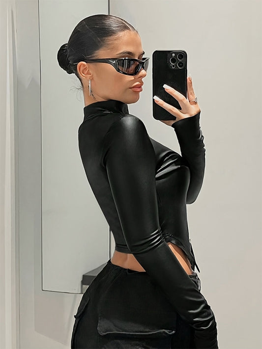 ZASUWA Female Zipper  Faux Leather Jackets