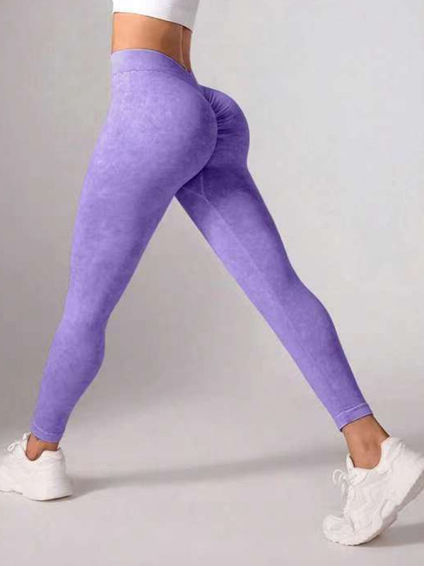 Denim Deep V Back Scrunch Bum Leggings