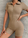 ZASUWA Female Lapel Button Ribbed Romper