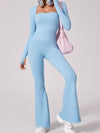 ZASUWA Female Flare Square Collar Long Sleeves Jumpsuit