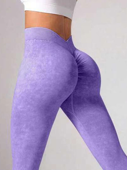 Denim Deep V Back Scrunch Bum Leggings