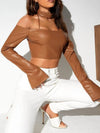 ZASUWA Female Sexy Faux Leather Backless Long Sleeves